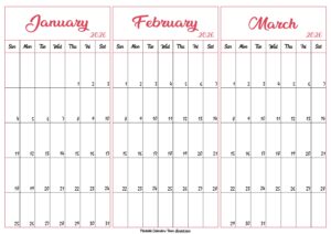 January February March 2026 Calendar