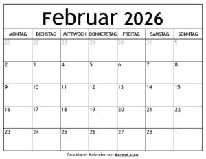 Kalender Februar 2026