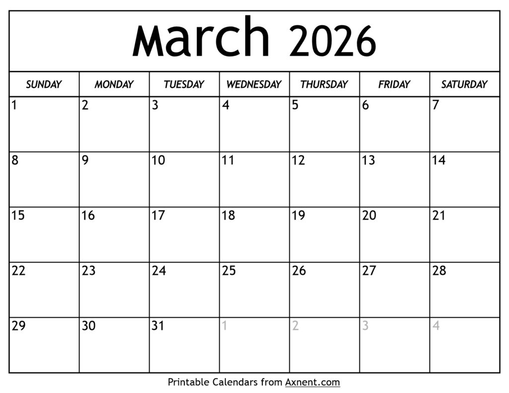 March 2026 Calendar