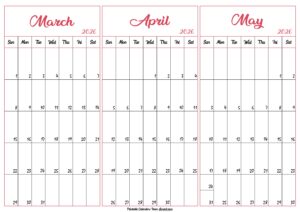 March April May 2026 Calendar