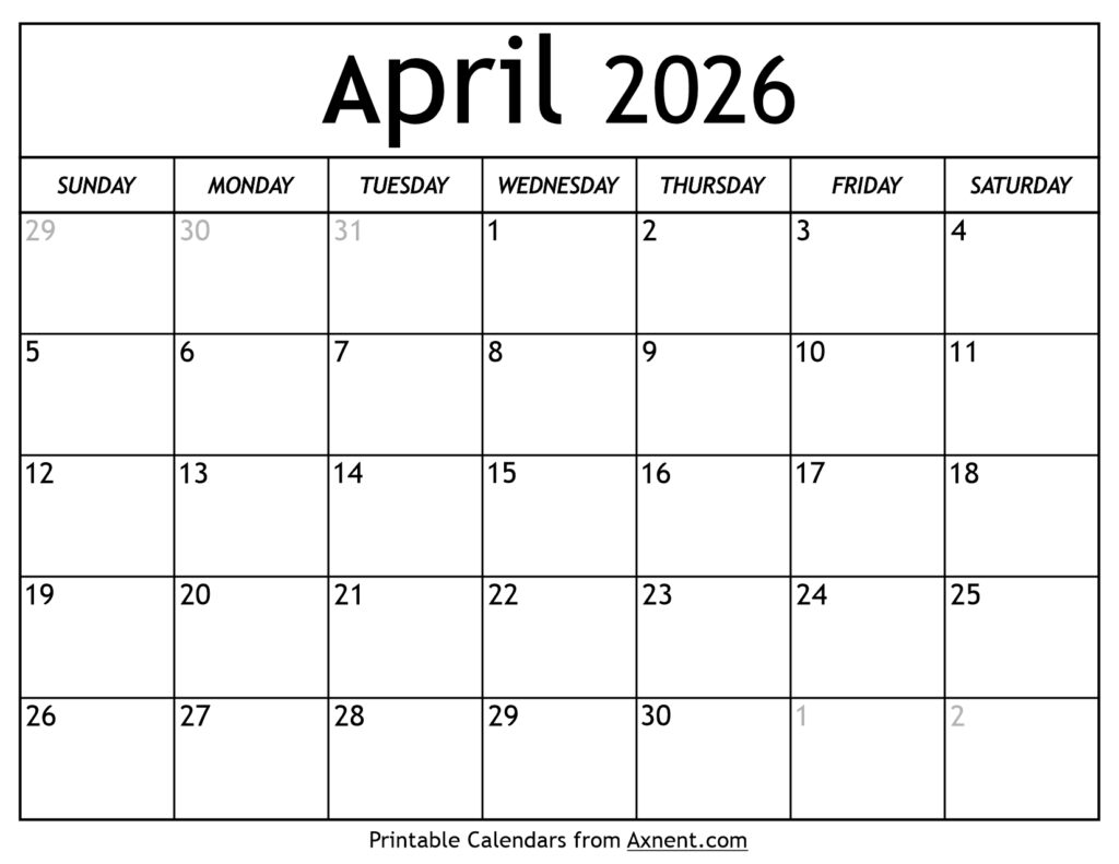 April 2026 Calendar