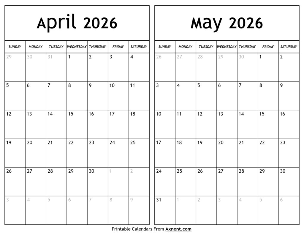 April May 2026 Calendar