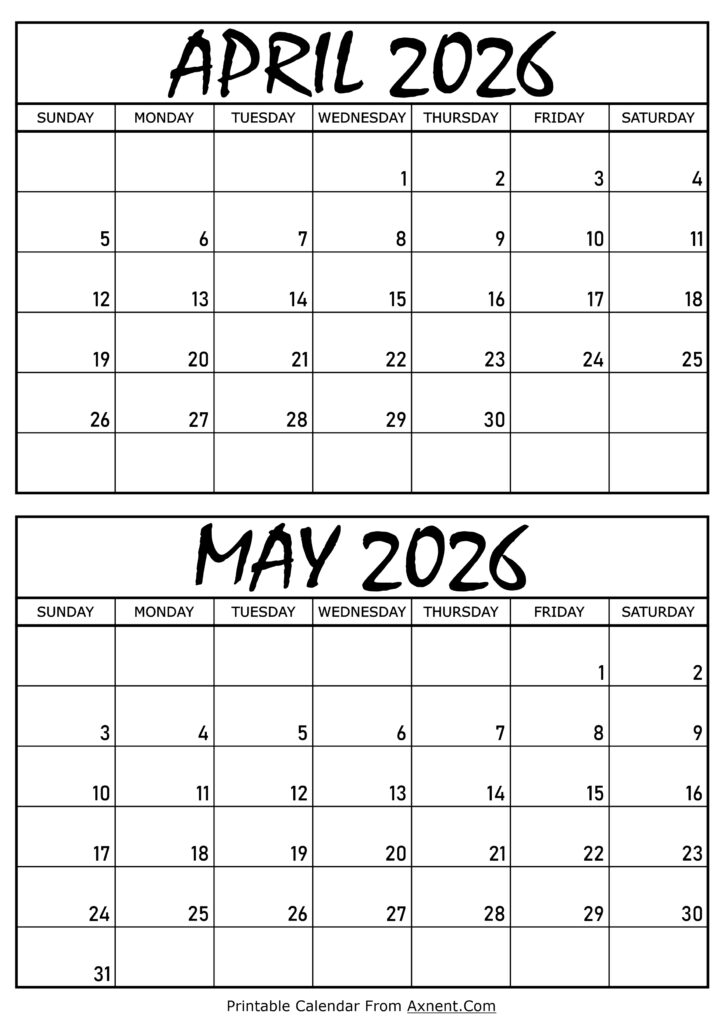 April and May 2026 Calendar