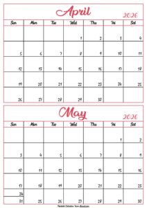 Calendar 2026 April May