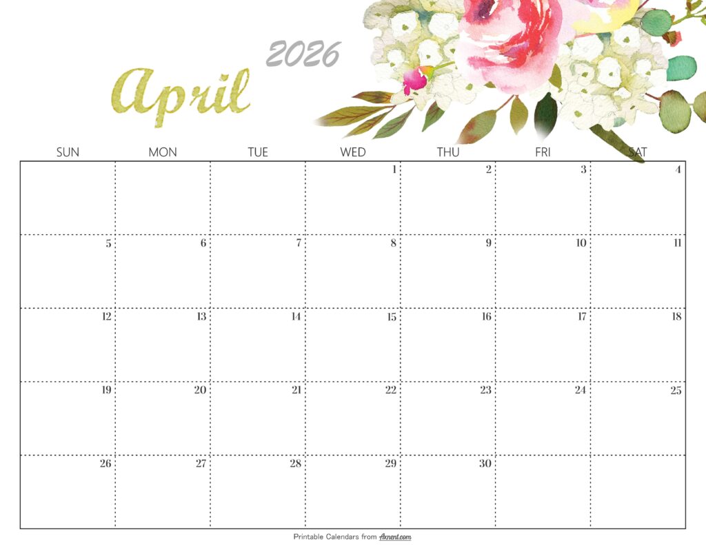 Cute April 2026 Calendar