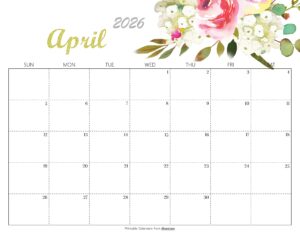 Cute April 2026 Calendar