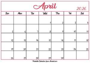 Free April Calendar 2026